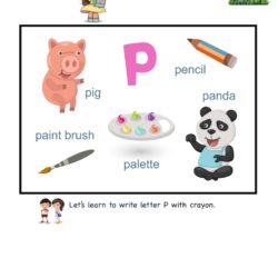 Letter P picture card worksheet. Use picture clues to link letters and enhance letter memory skills