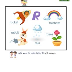 Letter R picture card worksheet. Use picture clues to link letters and enhance letter memory skills