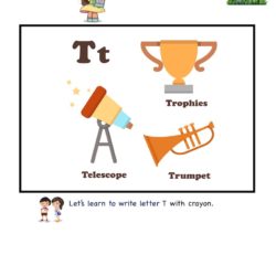 Letter T picture card worksheet. Use picture clues to link letters and enhance letter memory skills
