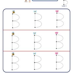 Level 1 pre-writing letter worksheet for kids to trace and learn letter B