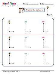 Preschool Letter L Tracing Worksheet KidzeZone