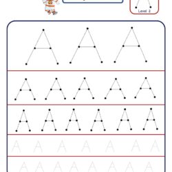 Pre Writing Letter A Tracing worksheet - Different Sizes