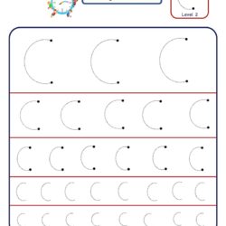 Pre Writing Letter C Tracing worksheet - Different Sizes