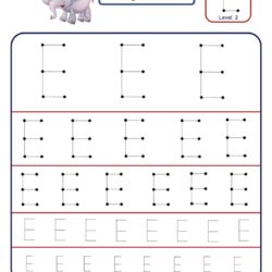 Pre Writing Letter E Tracing worksheet - Different Sizes
