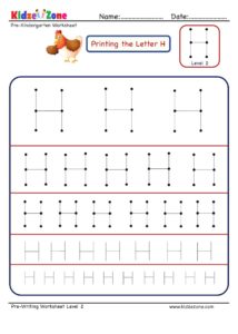 Pre Writing Letter H Tracing worksheet - Different Sizes