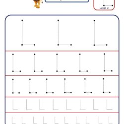Pre Writing Letter L Tracing worksheet - Different Sizes