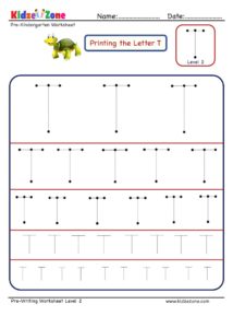 How to master Letter T with letter tracing worksheet in multiple sizes