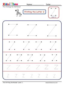 How to master Letter Z with letter tracing worksheet in multiple sizes
