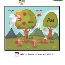 Read and Draw Letter A Picture Cards