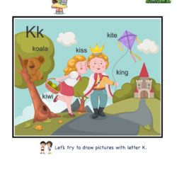 Letter K picture card worksheets and practice to enhance child letter memory skills