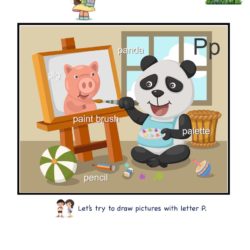 Letter P picture card worksheets. Letter recognition skills by linking letter to picture clue