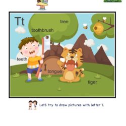 Letter T picture card worksheets. Expand child's letter recognition skills by linking letter to picture clue