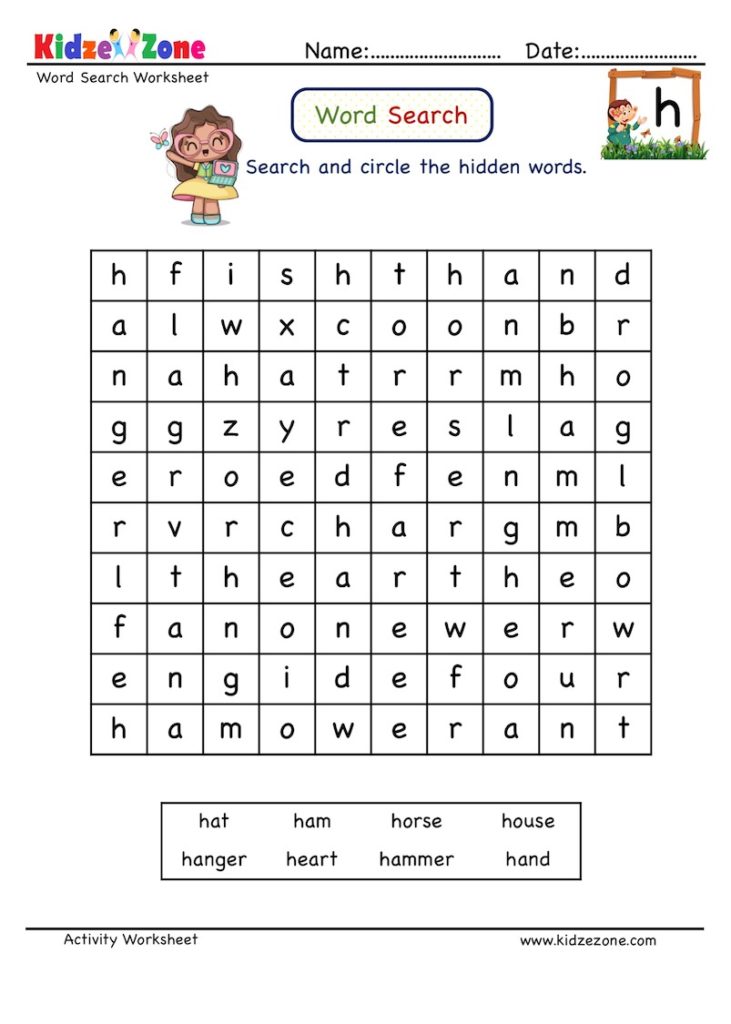 Searching Letter H words in the grid full of letters of words.