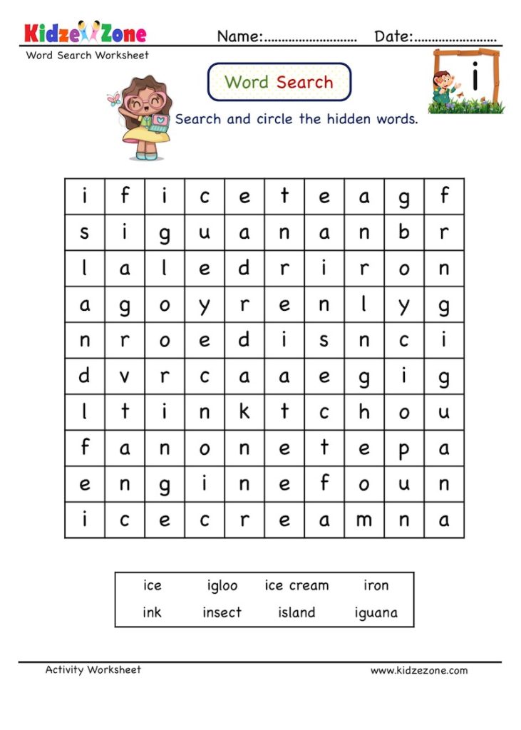 Searching Letter I words in the grid full of letters of words.
