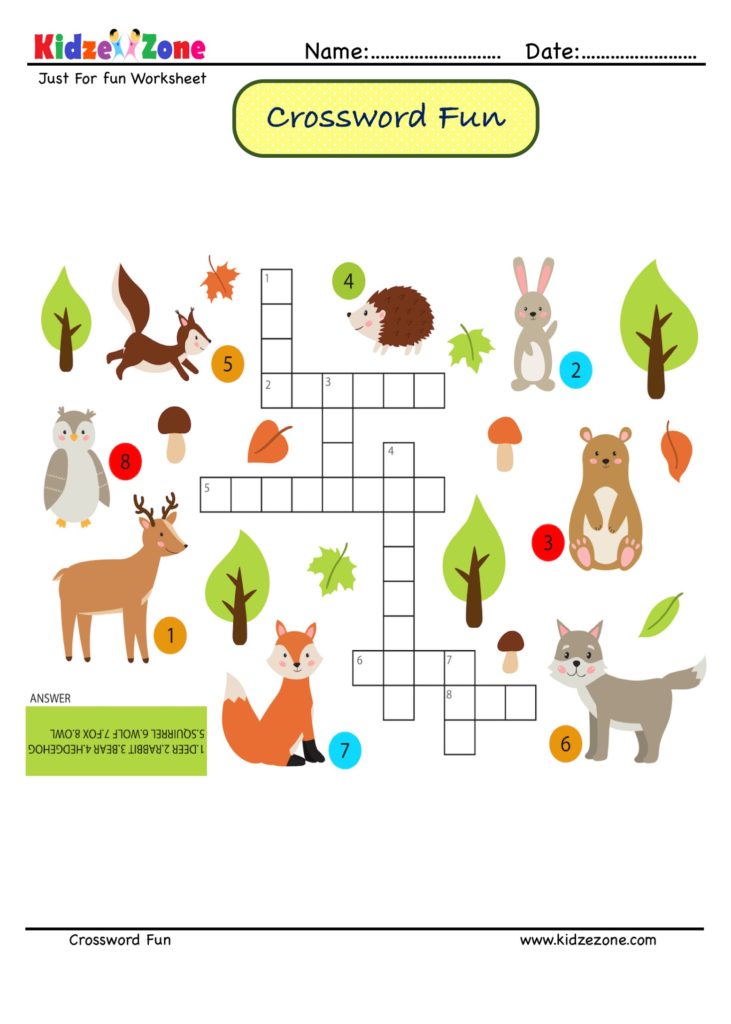 Animal Crossword Puzzle #22 - KidzeZone
