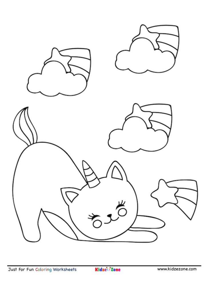 Playful cat cartoon Coloring Page - KidzeZone