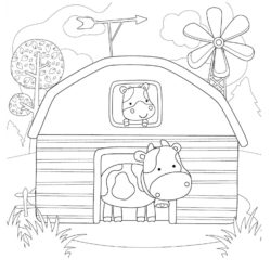 Cow in Barn Coloring Page