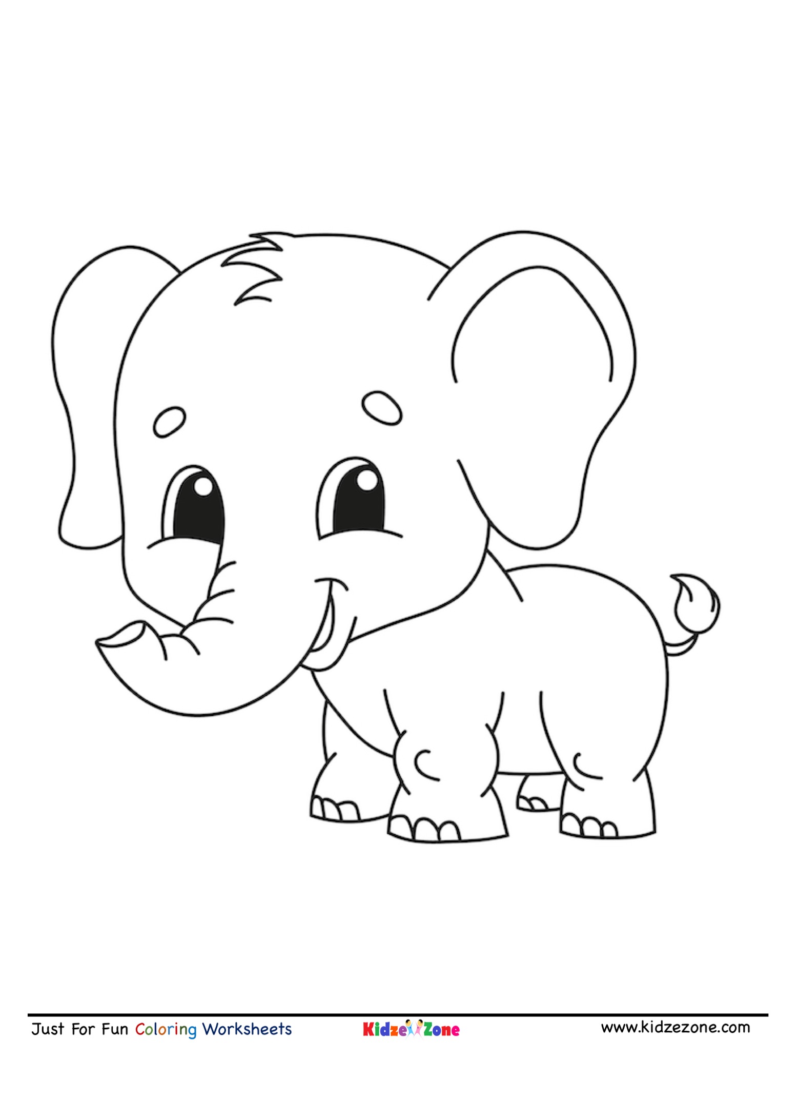 Baby Elephant cartoon coloring page   KidzeZone