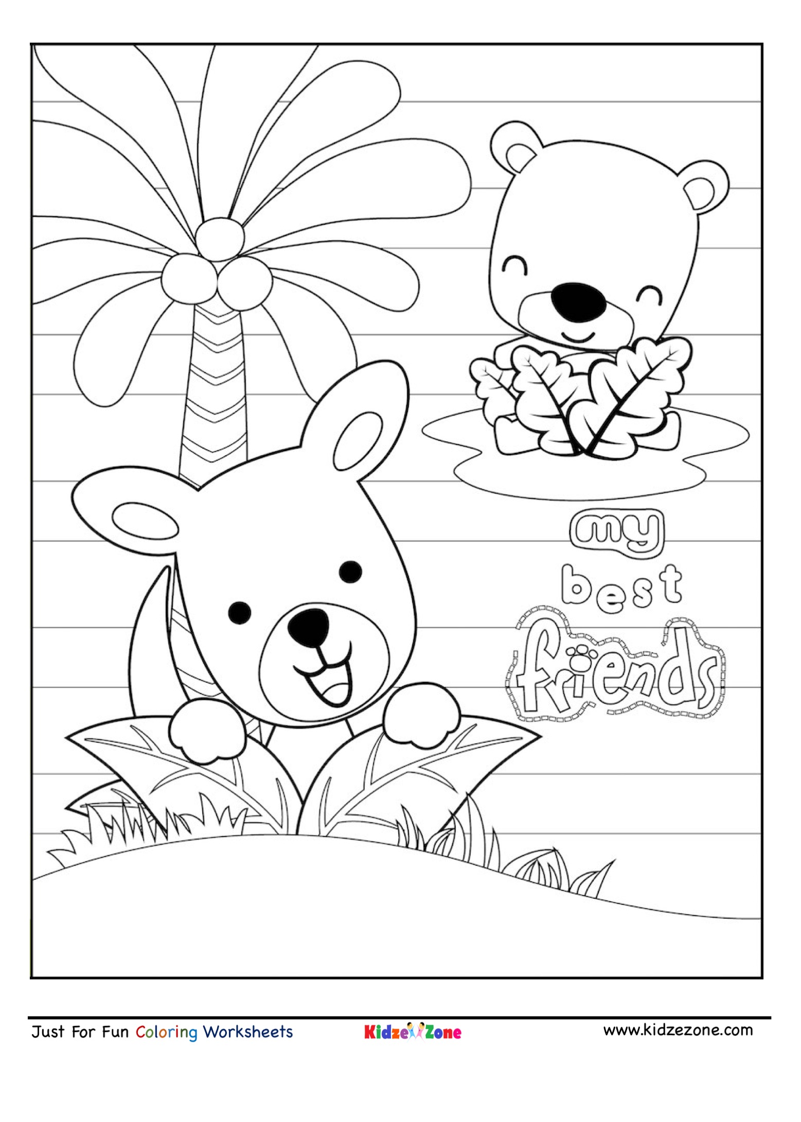 Best bear friends coloring page- KidzeZone
