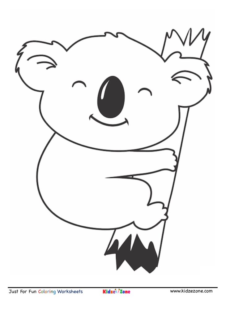 Koala cartoon Coloring Page - KidzeZone