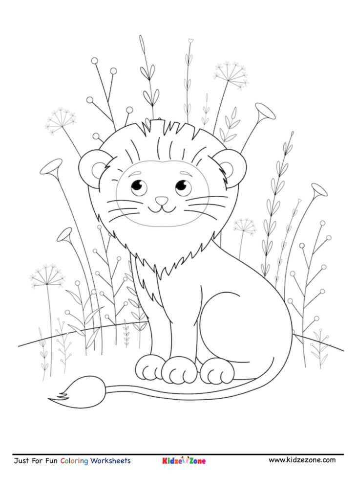 Lion King of Jungle Coloring page