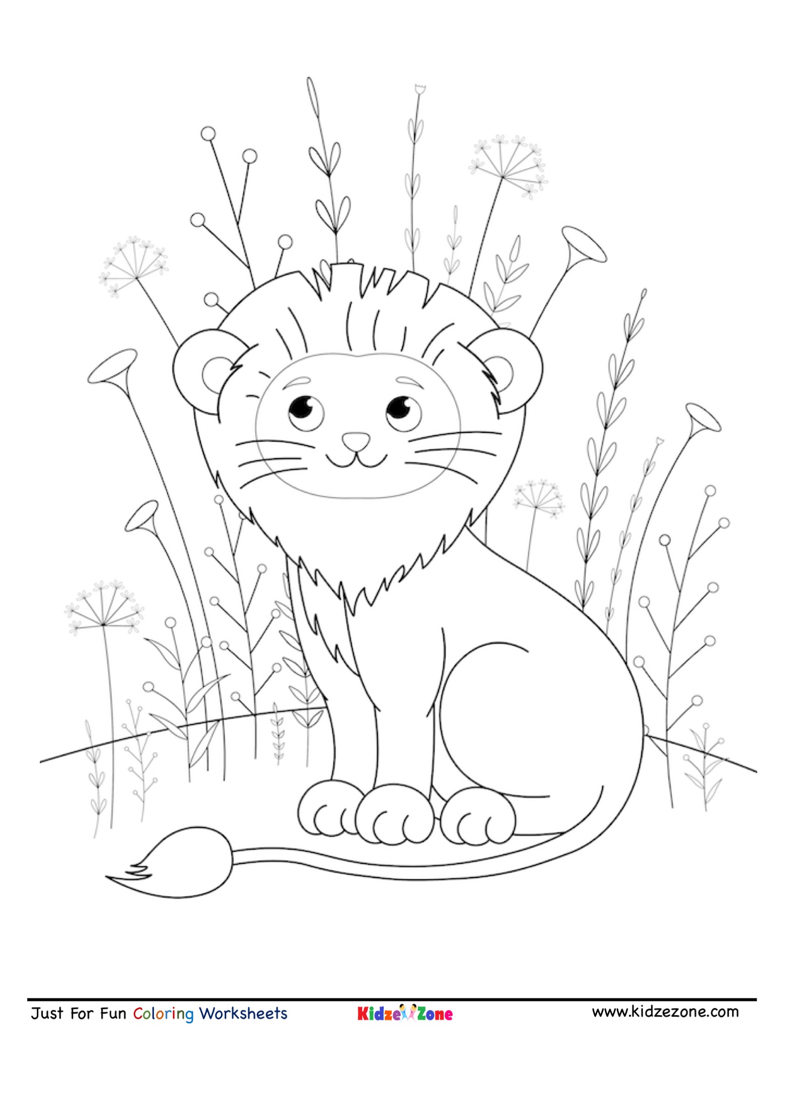 Download Cute Smiling Lion coloring Page - KidzeZone