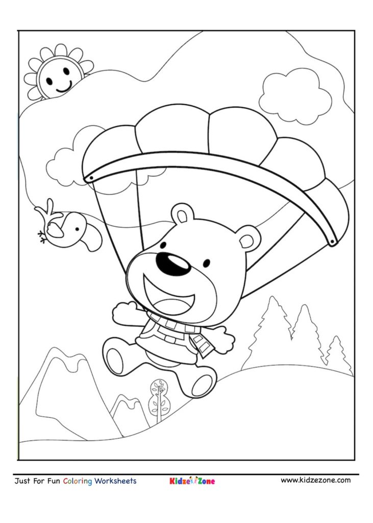 Bear sky diving coloring page
