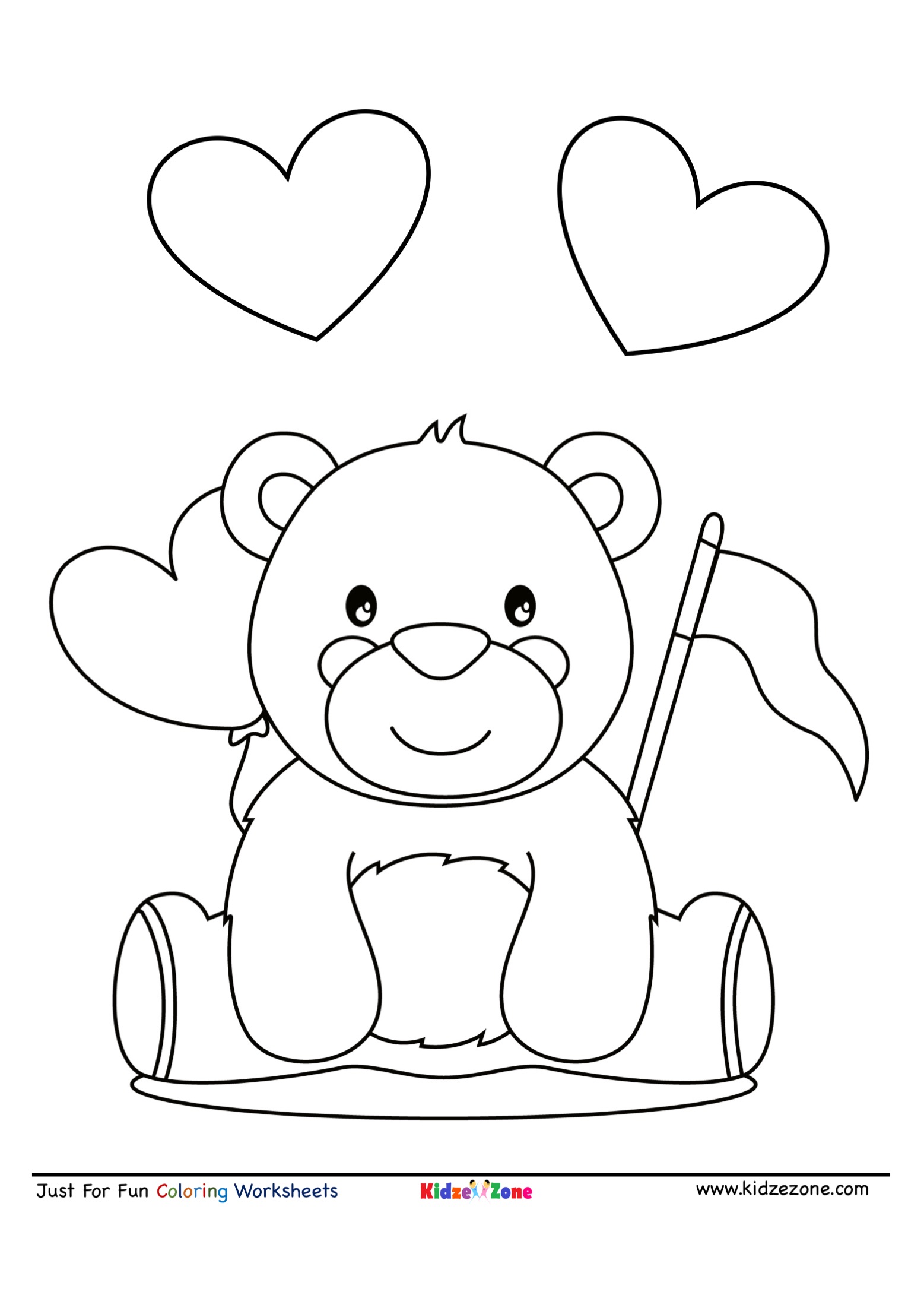 Cute Teddy Bear Coloring Page - KidzeZone