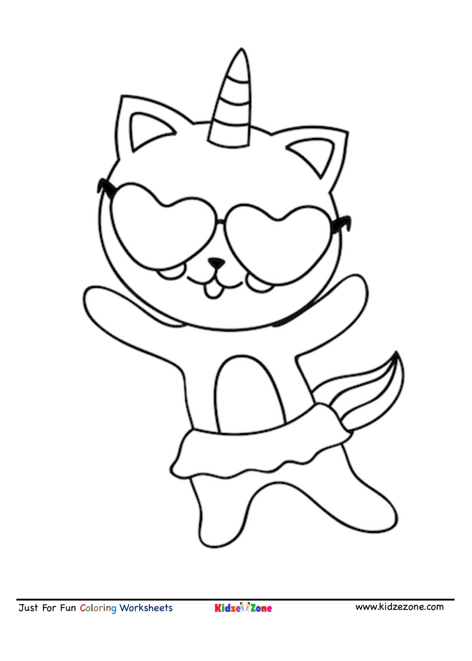 Dancing cat cartoon coloring page - KidzeZone