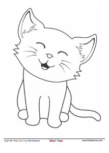 Cute Cat Cartoon Coloring Page - KidzeZone