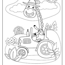 Driving Giraffe Coloring Page
