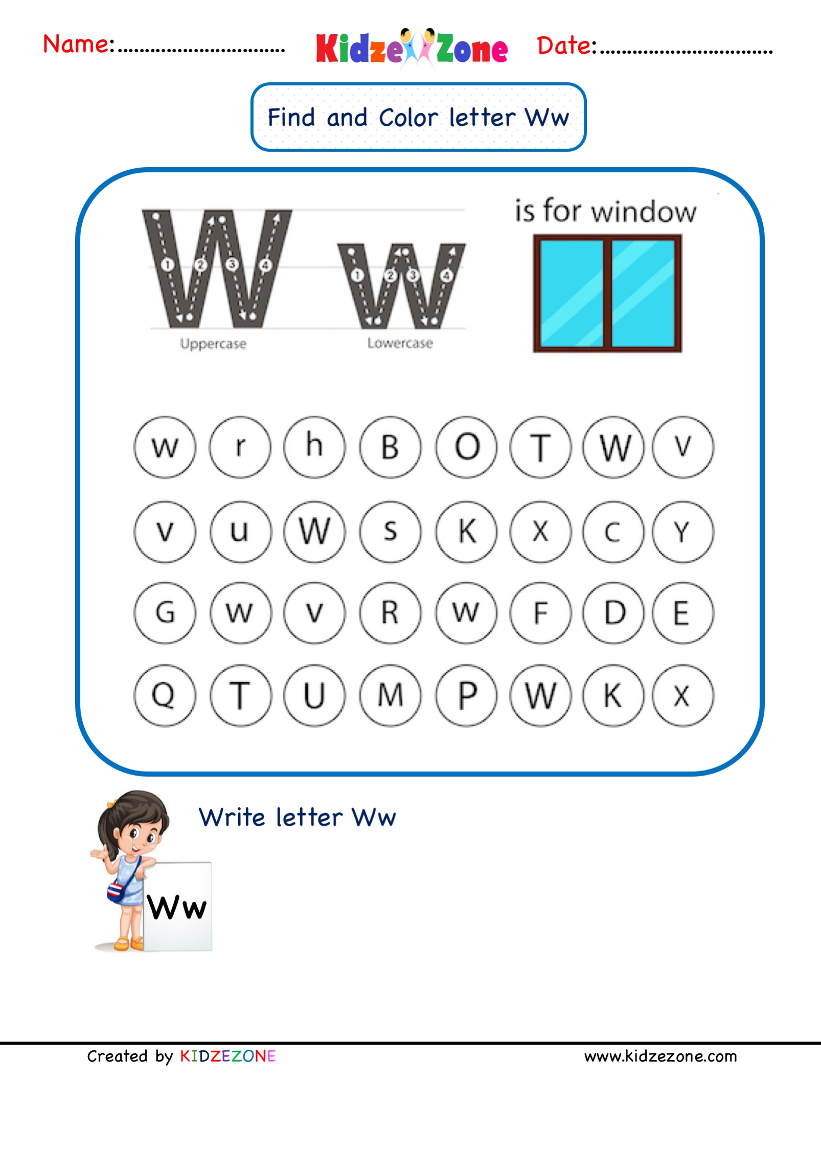 Letter W Worksheet For Kindergarten