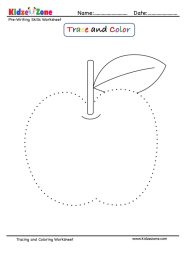 Apple Tracing And Coloring Worksheet KidzeZone