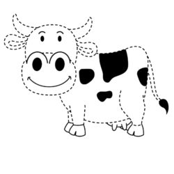 Letter C trace and color Cow worksheet