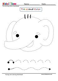 Baby Elephant Trace And Color Worksheet KidzeZone