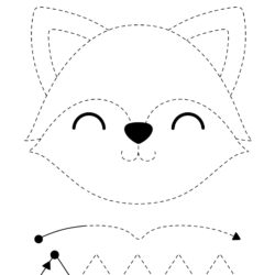 Letter F trace and color Fox Face worksheet