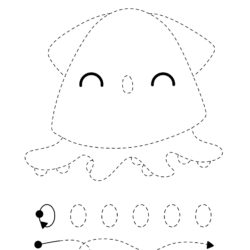 Letter O trace and color Octopus worksheet