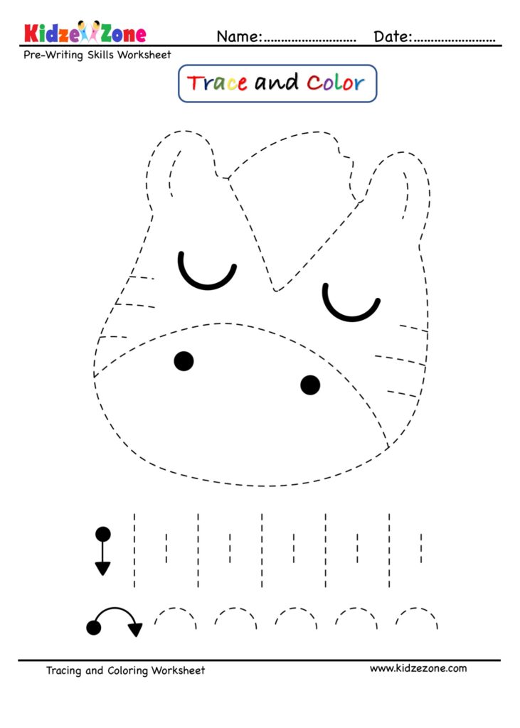 Zebra Tracing and Coloring Page