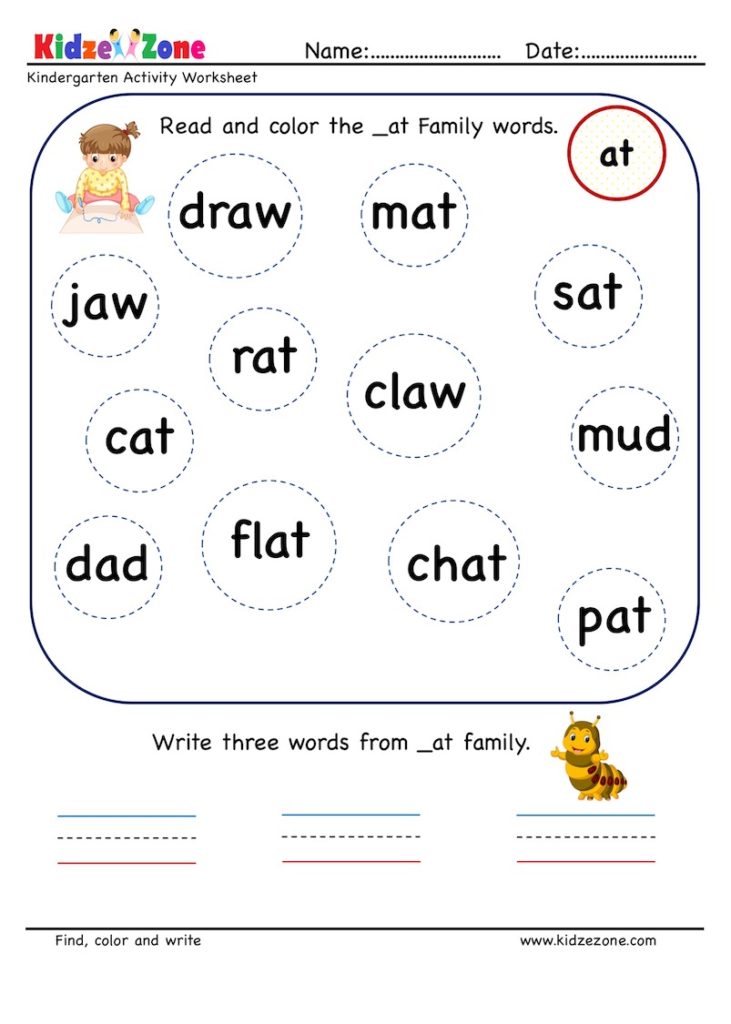 At word family find and color worksheet