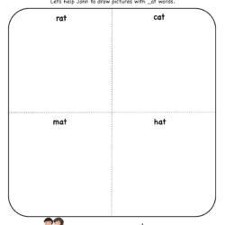 at word family activity worksheet - draw pictures of _at words