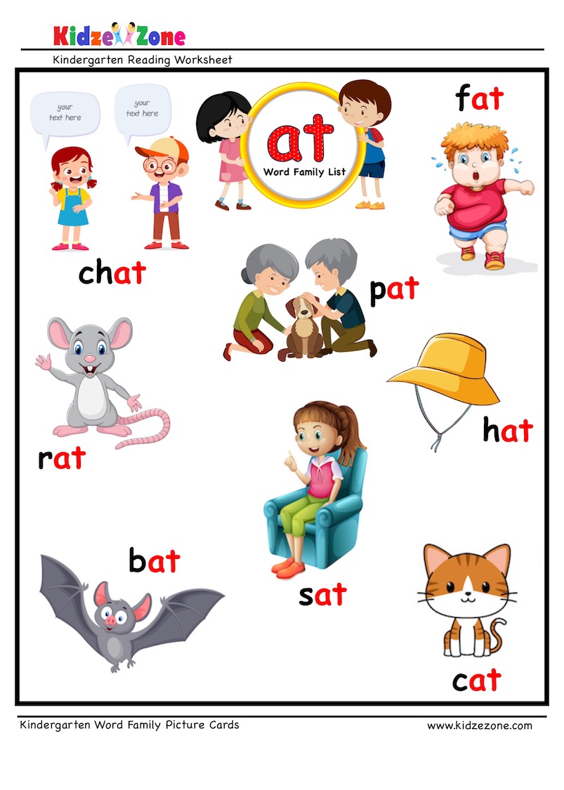 at word family picture card worksheet.