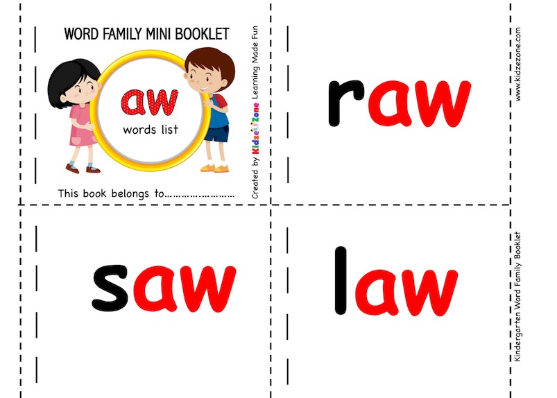 aw word family word booklet