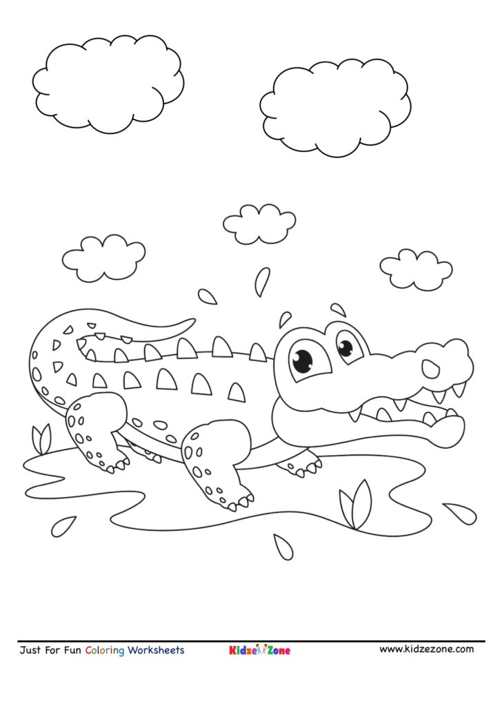 Just for Fun Coloring Sheet - Alligator in rain