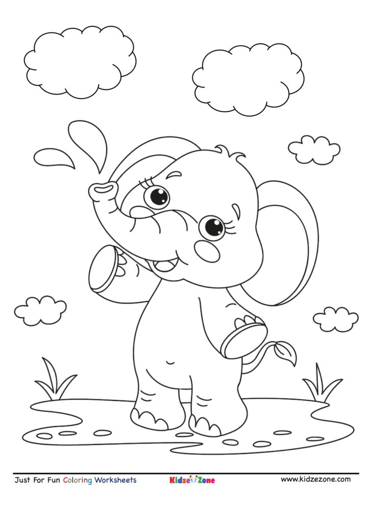Just for Fun Coloring Sheet - Standing Baby Elephant