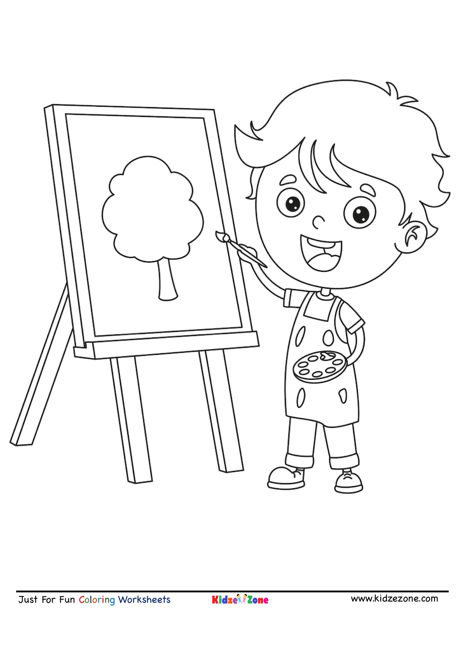 Kid Painting Coloring Page KidzeZone