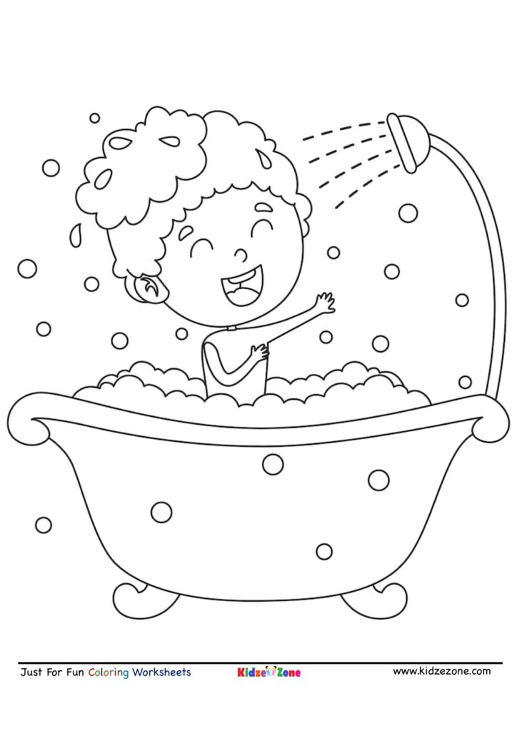 Just for Fun Coloring Sheet - Boy in Bath Tub