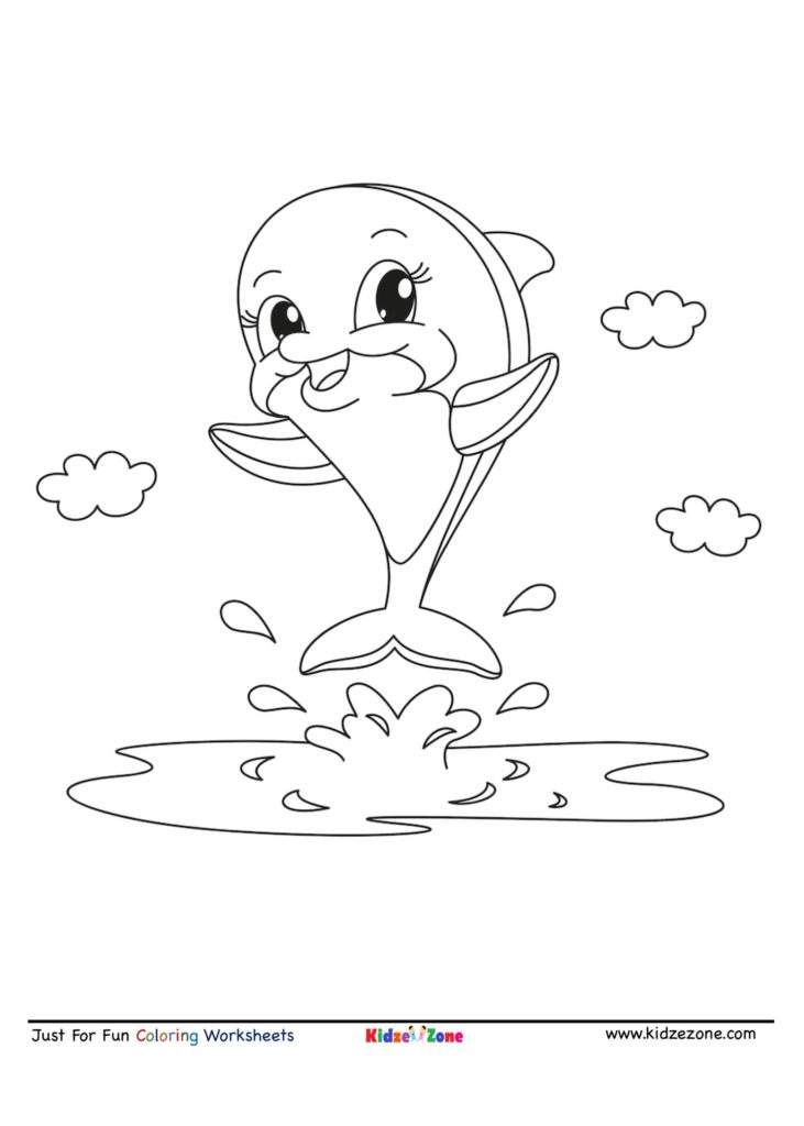 Just for Fun Coloring Sheet - Dolphin jumping