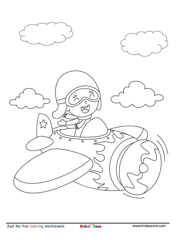 Just for Fun Coloring Sheet - Flying Aeroplane