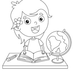 Just for Fun Coloring Sheet - Girl Studying