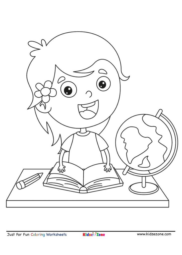 Just for Fun Coloring Sheet - Girl Studying